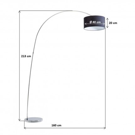 Lampadaire Gooseneck 205cm noir Kare Design