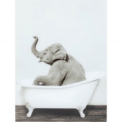 Tableau en verre éléphant baignoire 60x80cm Kare Design