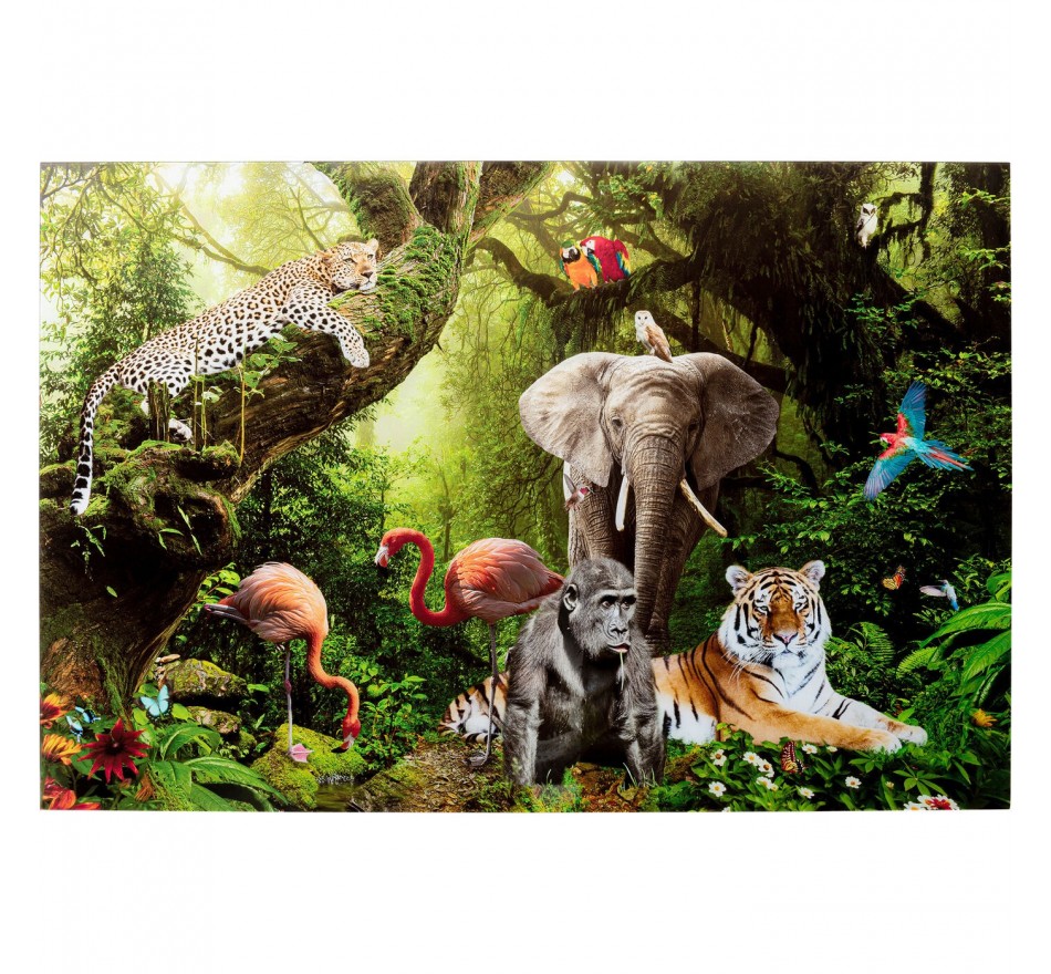 Tableau en verre paradis animaux 150x100cm Kare Design