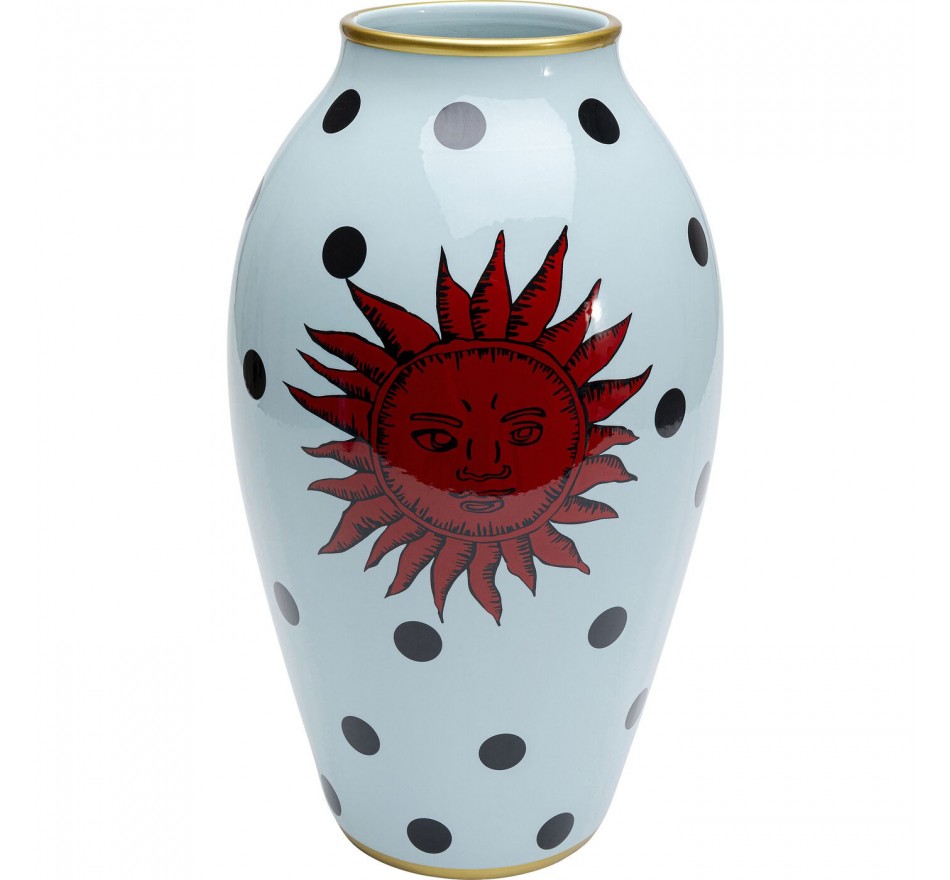 Vase Cohesion bleu soleil rouge 40cm Kare Design