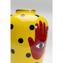 Vase Fatima jaune main rouge 38cm Kare Design