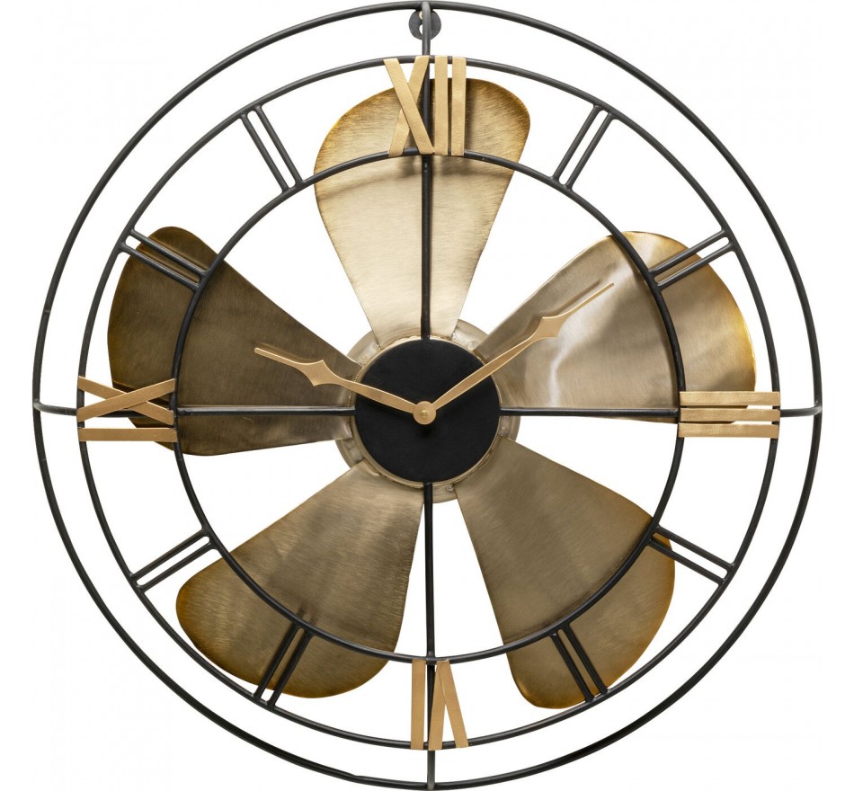 Horloge murale hélice dorée 62cm Kare Design
