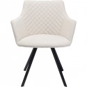 Chaise avec accoudoirs pivotante Coco crème et noire Kare Design