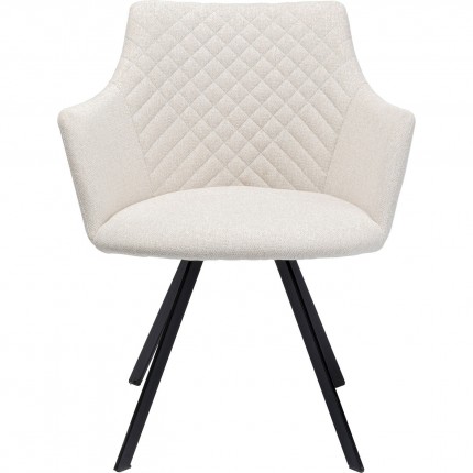Chaise avec accoudoirs pivotante Coco crème et noire Kare Design