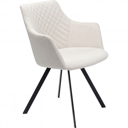 Chaise avec accoudoirs pivotante Coco crème et noire Kare Design
