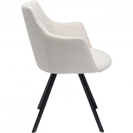 Chaise avec accoudoirs pivotante Coco crème et noire Kare Design