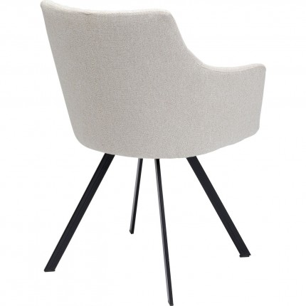 Chaise avec accoudoirs pivotante Coco crème et noire Kare Design