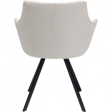 Chaise avec accoudoirs pivotante Coco crème et noire Kare Design