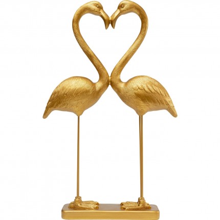 Déco couple coeur flamants dorés 63cm Kare Design