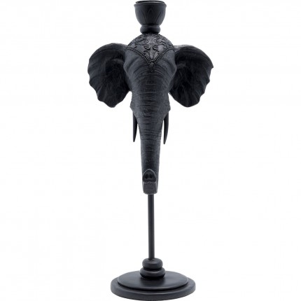 Bougeoir tête d'éléphant noir 36cm Kare Design