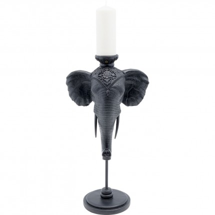 Bougeoir tête d'éléphant noir 49cm Kare Design