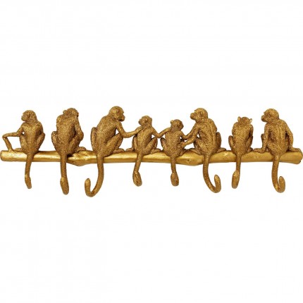 Portemanteau mural singes dorés 70cm Kare Design