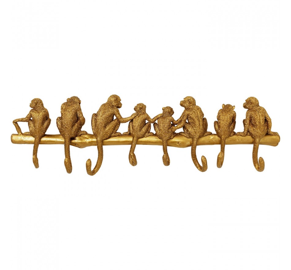 Portemanteau mural singes dorés 70cm Kare Design Portemanteau mural singes dorés 70cm Kare Design