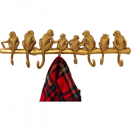 Portemanteau mural singes dorés 70cm Kare Design