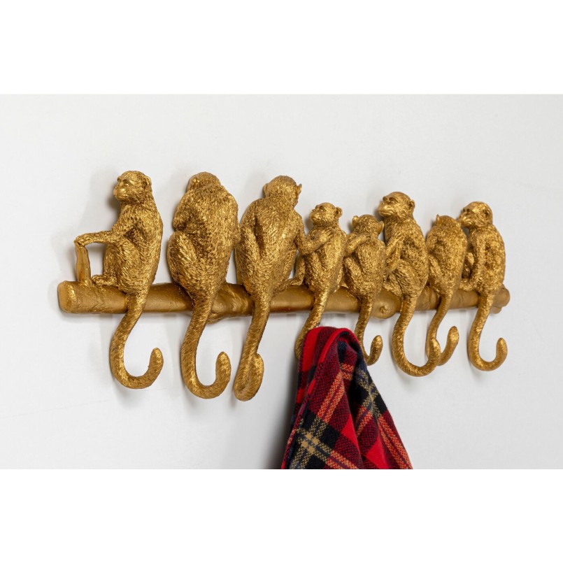 Portemanteau mural singes dorés 70cm Kare Design