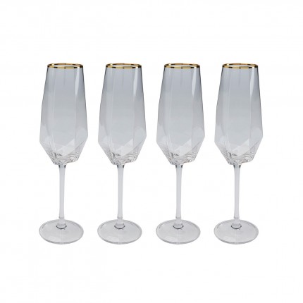 Flûtes à champagne Diamond doré set de 4 Kare Design