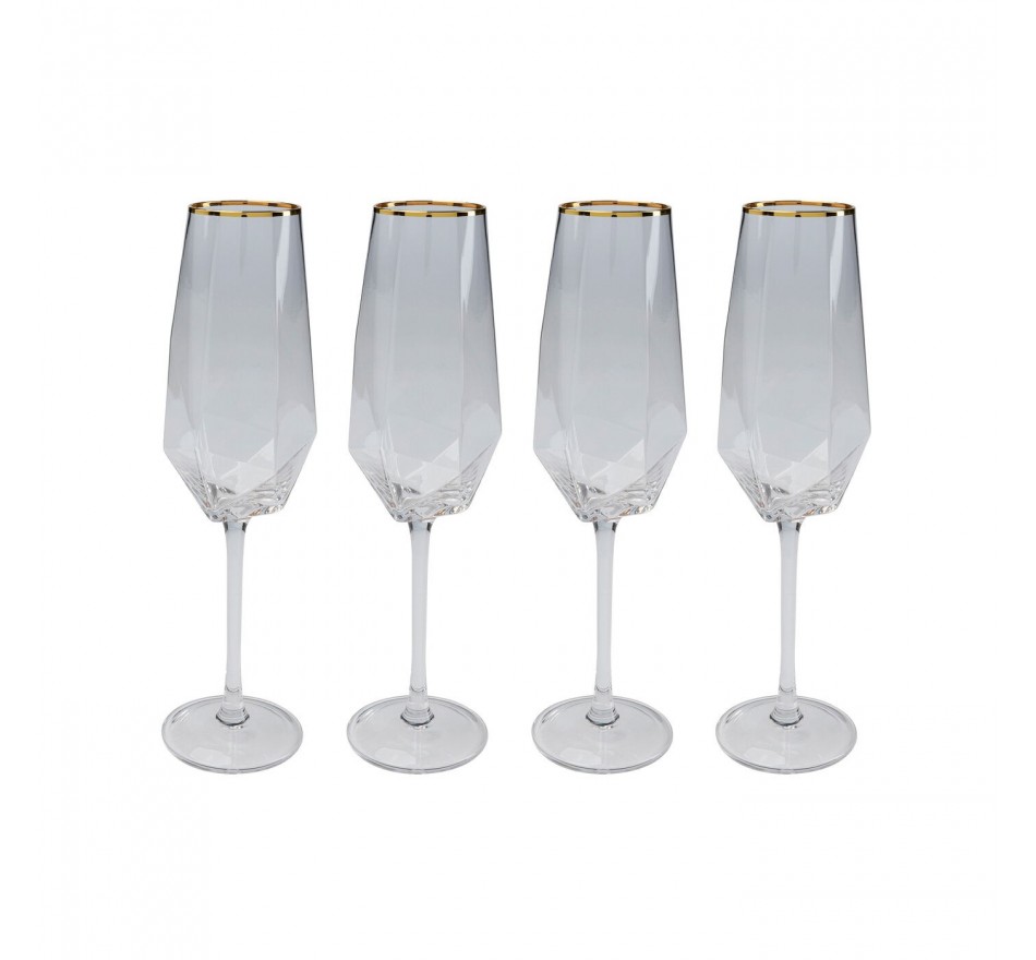 Flûtes à champagne Diamond Gold Rim set de 6 Kare Design