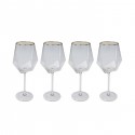 Verres à vin Diamond Rim dorés set de 4 Kare Design