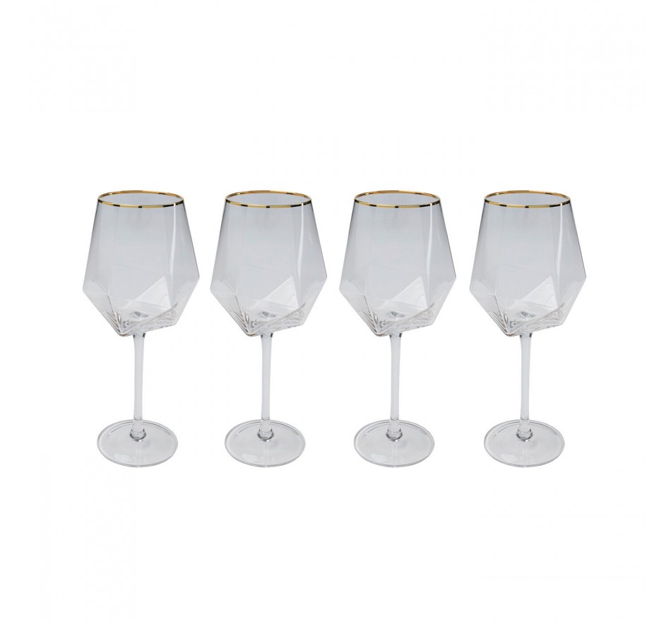 Verres à vin Diamond doré set de 6 Kare Design