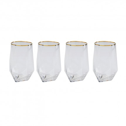 Verres à eau Diamond doré set de 4 Kare Design