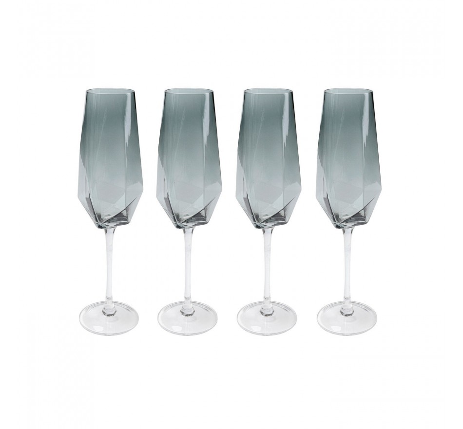 Flûtes à champagne Diamond fumé set de 6 Kare Design