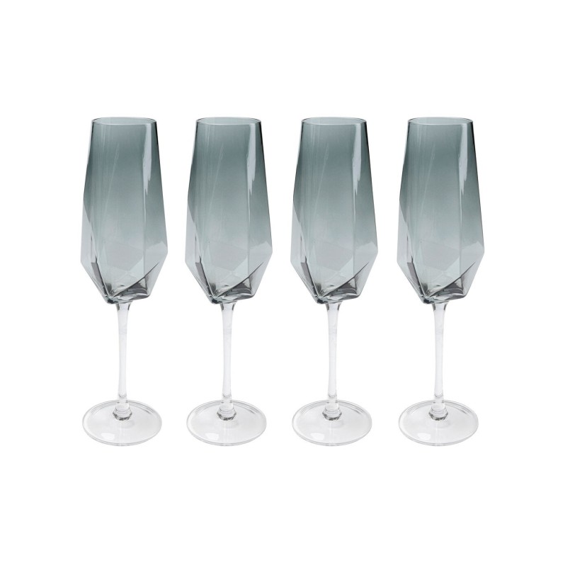 Flûtes à champagne Diamond fumé set de 6 Kare Design