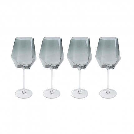 Verres à vin Diamond fumé set de 4 Kare Design