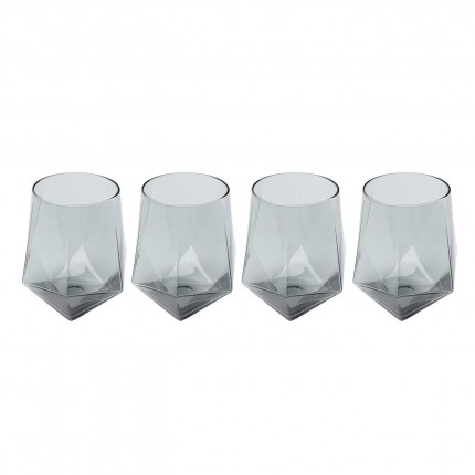 Verres à eau Diamond fumé set de 4 Kare Design