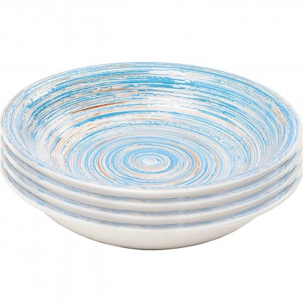 Assiettes creuses Swirl Blue 21cm set de 4 Kare Design