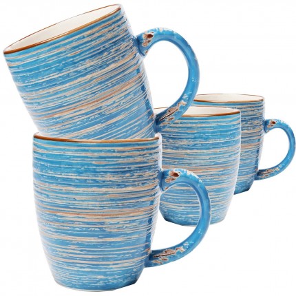 Mugs Swirl Blue set de 4 Kare Design