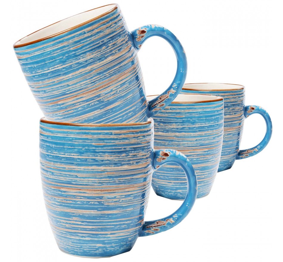 Mug Swirl blue (4/Set) Kare Design Mug Swirl blue (4/Set) Kare Design