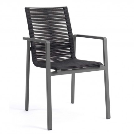 Chaise de jardin avec accoudoirs Aruba noire Gescova