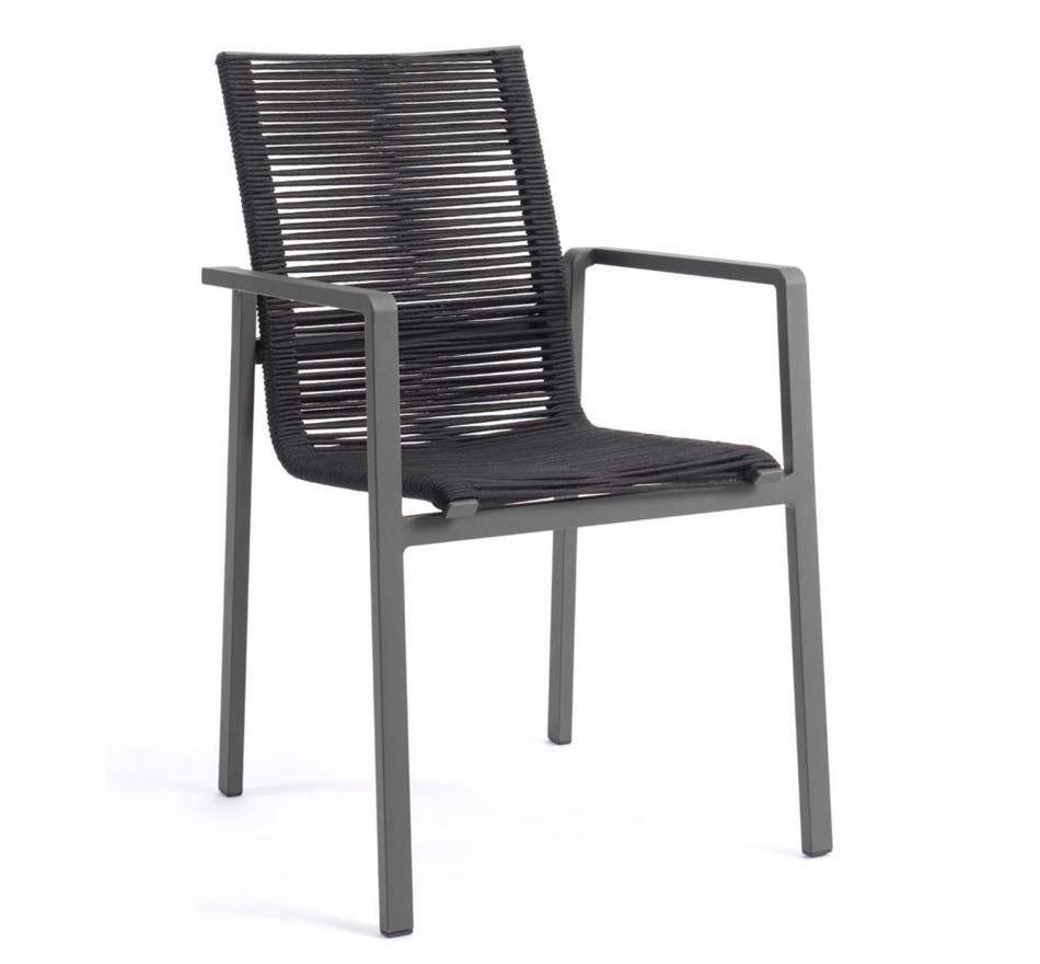 Chaise de jardin avec accoudoirs Aruba noire Gescova