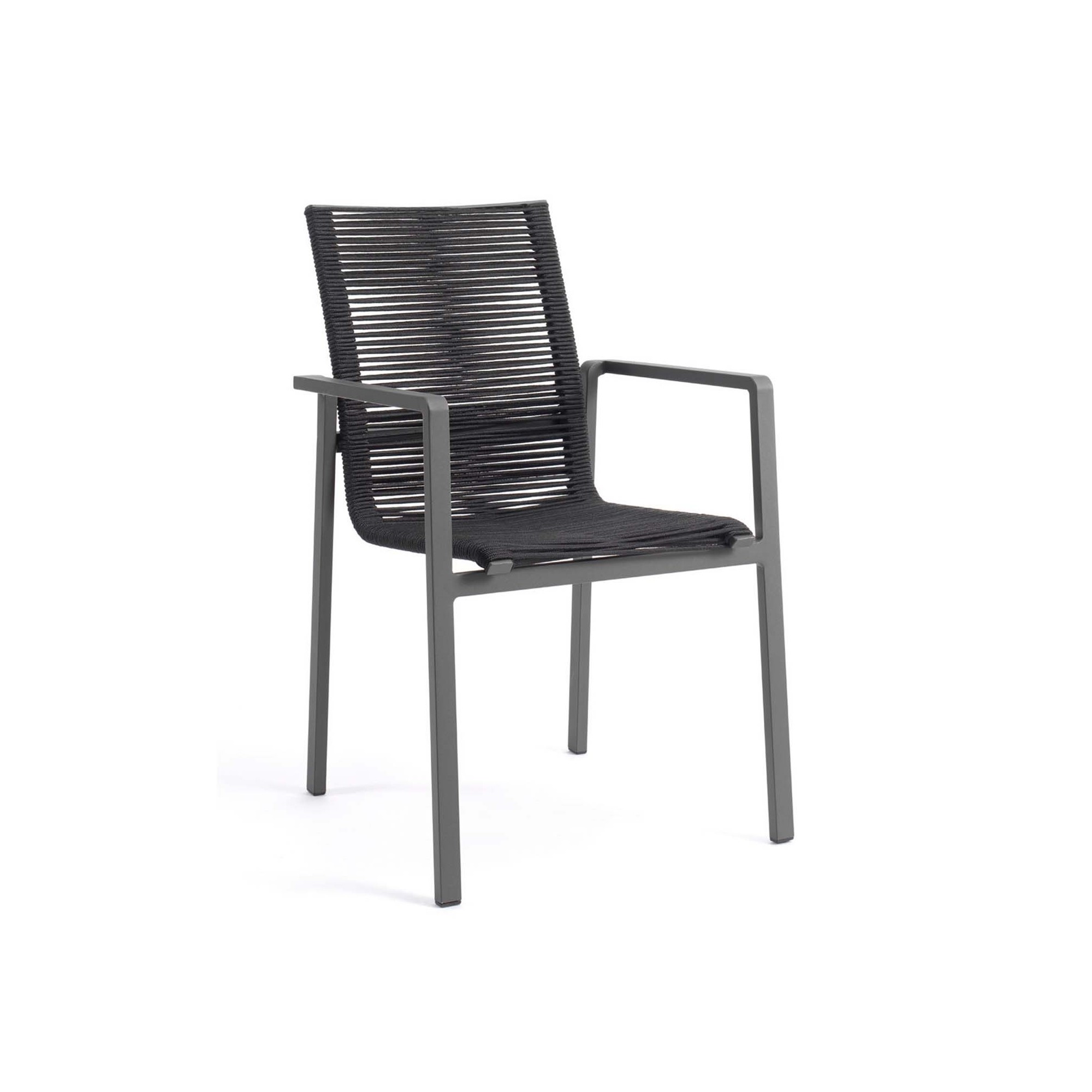 Chaise de jardin avec accoudoirs Aruba noire Gescova