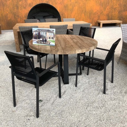 Chaise de jardin avec accoudoirs Aruba noire Gescova