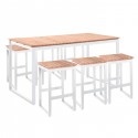 Ensemble de jardin table et 6 tabourets Pisa blanc Gescova