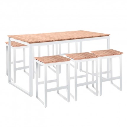 Ensemble de jardin table et 6 tabourets Pisa blanc Gescova