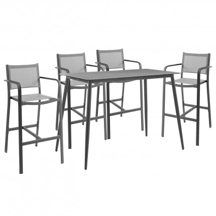 Ensemble de jardin table et 4 chaises Levante gris anthracite Gescova
