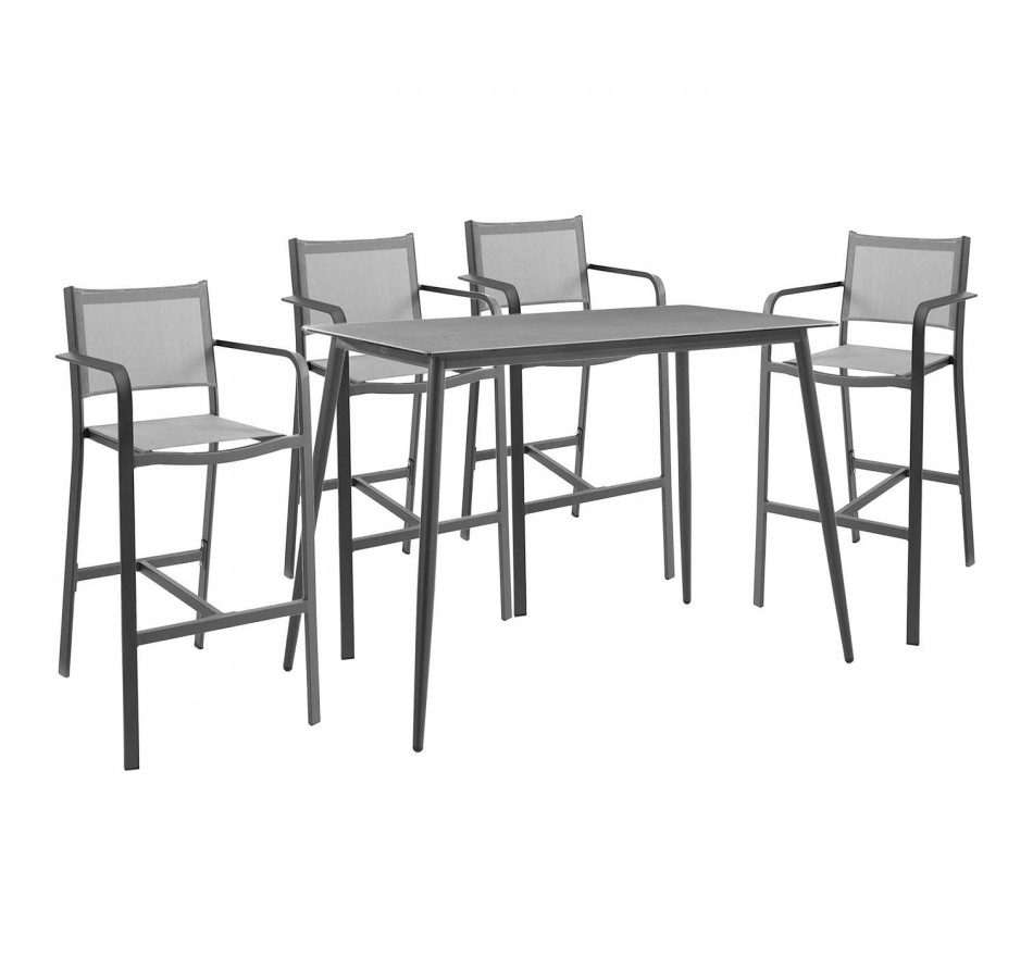 Ensemble de jardin table et 4 chaises Levante gris anthracite Gescova