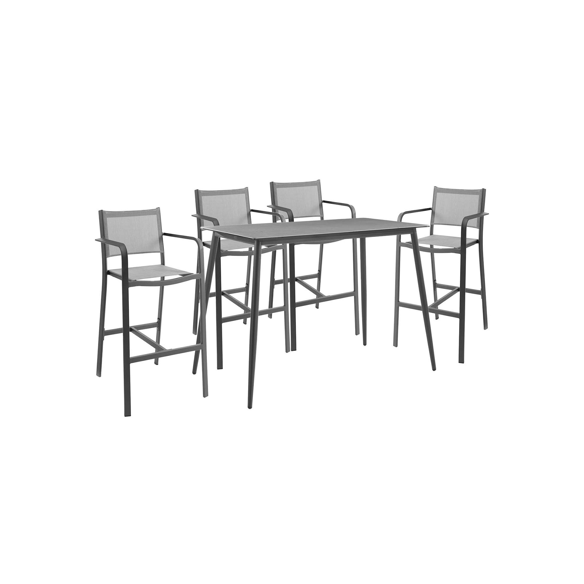 Ensemble de jardin table et 4 chaises Levante gris anthracite Gescova