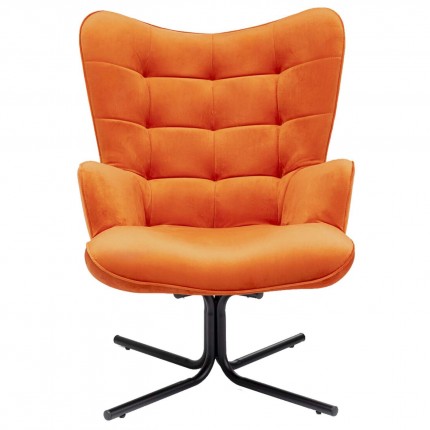 Fauteuil pivotant Oscar velours orange Kare Design