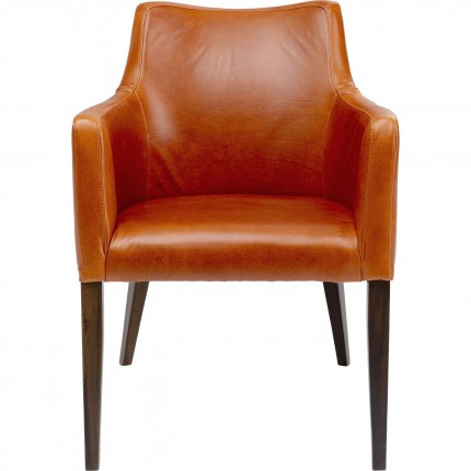 Chaise avec accoudoirs Mode cuir cognac Kare Design