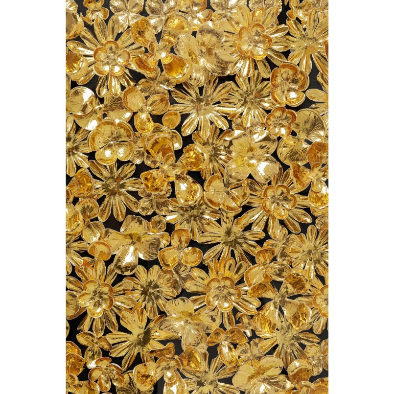 Tableau 3D fleurs dorées 80x80cm Kare Design