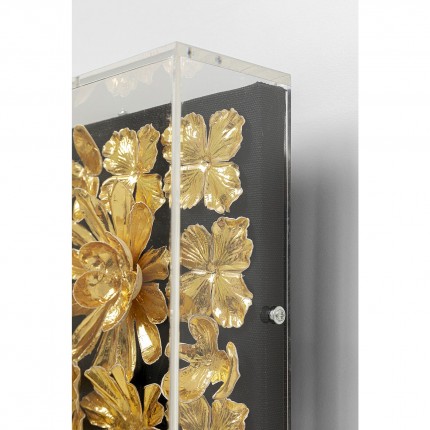Tableau 3D fleurs dorées 80x80cm Kare Design