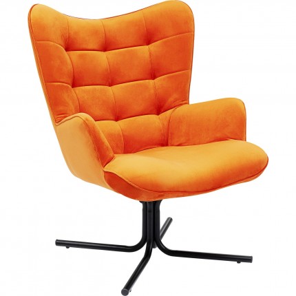 Fauteuil pivotant Oscar velours orange Kare Design