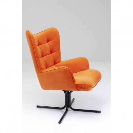 Fauteuil pivotant Oscar velours orange Kare Design