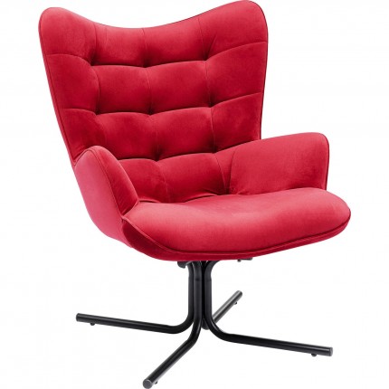 Fauteuil pivotant Oscar velours rouge Kare Design