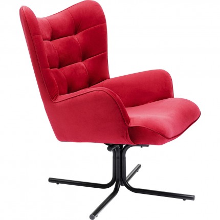 Fauteuil pivotant Oscar velours rouge Kare Design