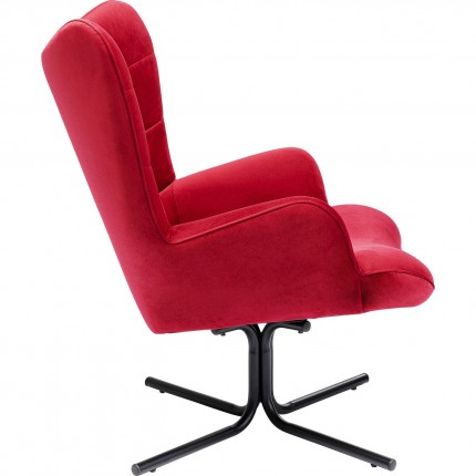 Fauteuil pivotant Oscar velours rouge Kare Design