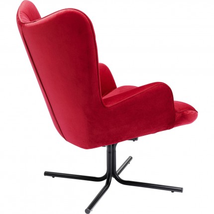 Fauteuil pivotant Oscar velours rouge Kare Design